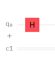 A circuit graph showing q-buit (0) with a H-Gate (Hadamard Gate)